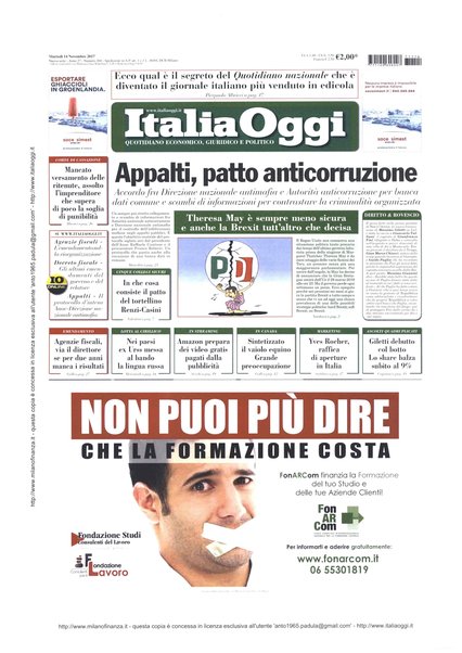 Italia oggi : quotidiano di economia finanza e politica